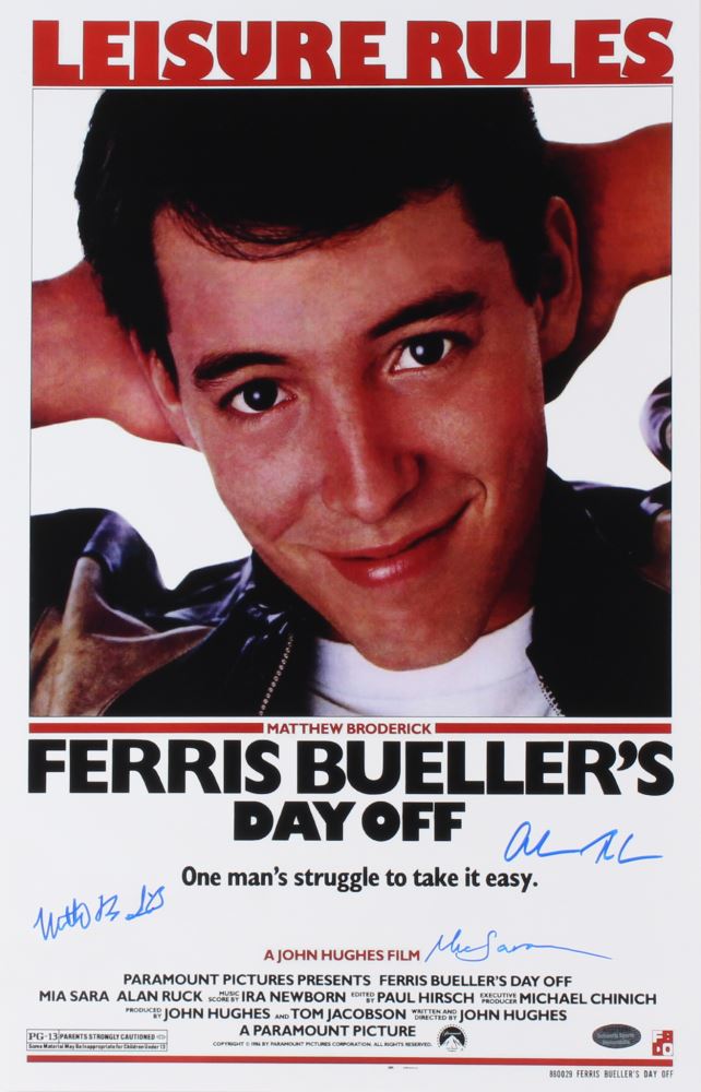 Matthew Broderick, Mia Sara Alan Ruck Signed 