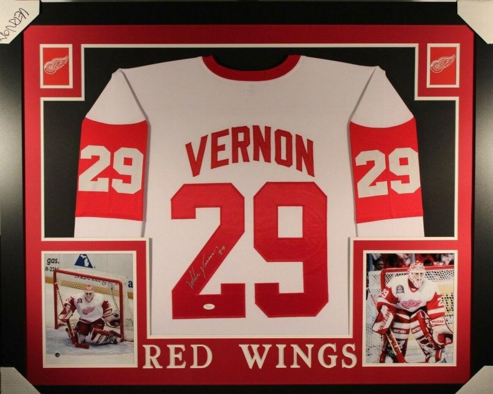 framed red wings jersey