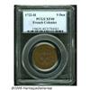 Image 1 : 1722-H 9DEN French Colonies Copper Sou XF40 PCGS.