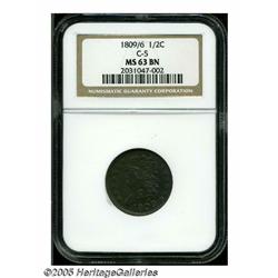 1809/6 1/2 C MS63 Brown NGC. B-5, C-5, R.1. Crisp