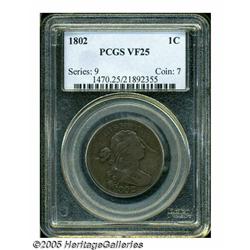 1802 1C VF25 PCGS. S-239, R.3. An interesting and