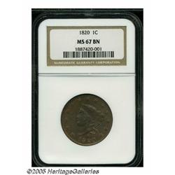 1820 1C Large Date MS67 Brown NGC. N-13, R.1. An 