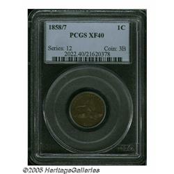 1858/7 1C XF40 PCGS. Snow-1. Both sides are evenl