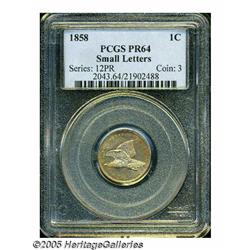 1858 1C Small Letters PR64 PCGS. Snow-PR2, Snow-P