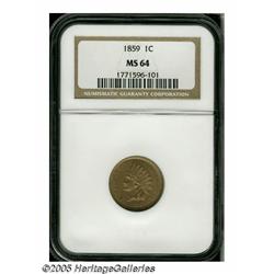 1859 1C MS64 NGC. An intricately struck and satin