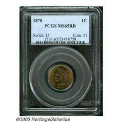 1878 1C MS65 Red and Brown PCGS. Bright tan-orang
