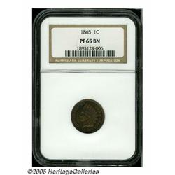 1865 1C PR65 Brown NGC. Plain 5 in date. Vivid ro