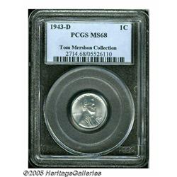 1943-D 1C MS68 PCGS. This specimen displays sharp