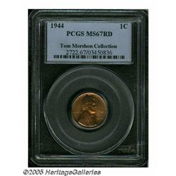 1944 1C MS67 Red PCGS. Fully struck with bright l