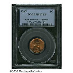 1945 1C MS67 Red PCGS. Crisply struck with rich c