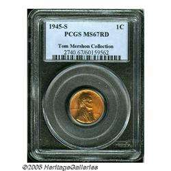 1945-S 1C MS67 Red PCGS. Sharply struck with impe