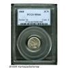 1868 3CN MS66 PCGS. A thin film of blue-gray, gol