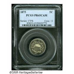 1875 5C PR65 Cameo PCGS. An attractive and nicely