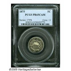 1875 5C PR65 Cameo PCGS. An attractive and nicely