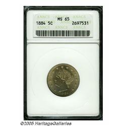 1884 5C MS65 ANACS. Pleasing champagne color over