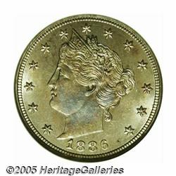 1886 5C MS64 NGC. This key issue exhibits light, 