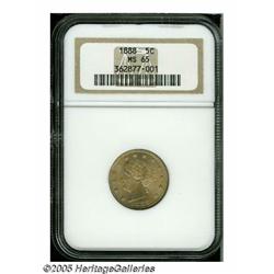 1888 5C MS65 NGC. Sharply struck with shimmering,