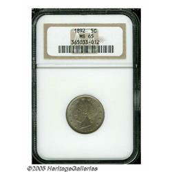 1892 5C MS65 NGC. The strike is refreshingly shar