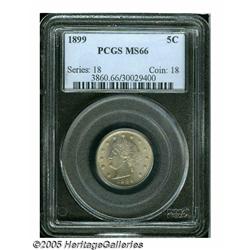 1899 5C MS66 PCGS. Nickel-gray surfaces display s