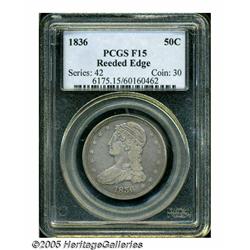 1836 50C Reeded Edge Fine 15 PCGS. Only 1,200 pie