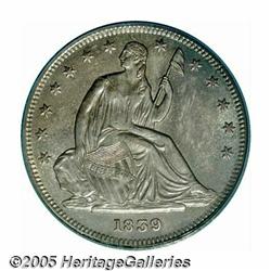 1839 50C No Drapery AU58 PCGS. A desirable one-ye