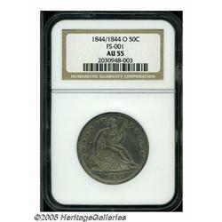 1844-O 50C Doubled Date AU55 NGC. FS-001, WB-103.