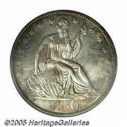 1850 50C MS63 PCGS. WB-102. Recut 0. This example