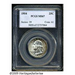 1954 25C MS67 PCGS. Well struck with vibrant lust