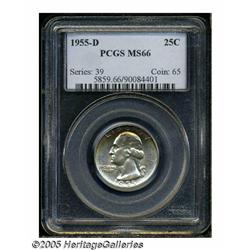 1955-D 25C MS66 PCGS. Well struck with soft, sati