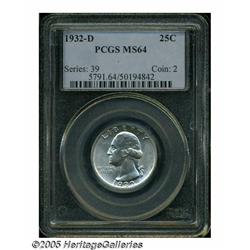 1932-D 25C MS64 PCGS. Only 436,800 pieces were st