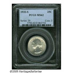 1932-S 25C MS62 PCGS. Well struck, satiny, and es