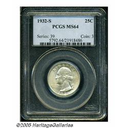 1932-S 25C MS64 PCGS. Mint frost sparkles over ea