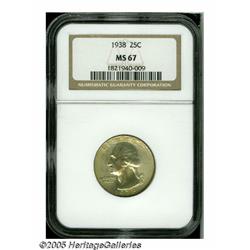 1938 25C MS67 NGC. Lustrous surfaces are overlaid