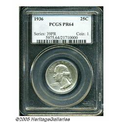 1936 25C PR64 PCGS. Dappled olive-gold color visi