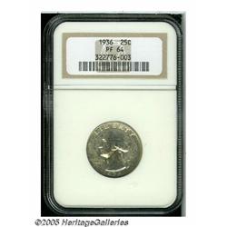 1936 25C PR64 NGC. Dappled golden-tan and cream-g
