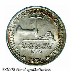 1936 50C Wisconsin MS68 PCGS. Outrageously toned 