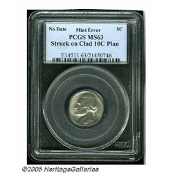 Undated 5C Jefferson Nickel--Struck on Clad Dime 