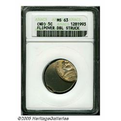 Undated 5C Jefferson Nickel--Flipover Double Stru