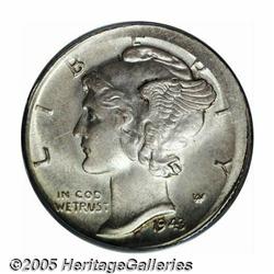 1943-S/S 10C Mercury Dime--Uncentered Broadstrike