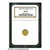 Image 1 : 1849 G$1 Open Wreath MS64 NGC. Small Head, with L