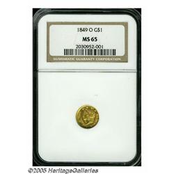 1849-O G$1 MS65 NGC. The novelty of this denomina