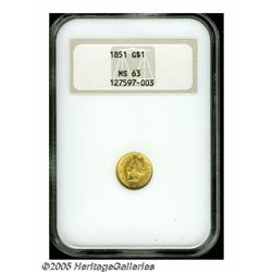 1851 G$1 MS63 NGC. Well struck and fully lustrous