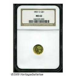 1851-C G$1 MS62 NGC. Variety 5-E. No other Gold D