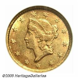 1852-C G$1 MS64 NGC. Variety 7-H. The 1852-C is a