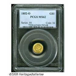 1852-O G$1 MS62 PCGS. The '52-O gold dollar is ve