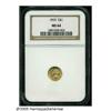Image 1 : 1853 G$1 MS64 NGC. Fully struck with excellent lu