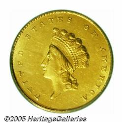 1855 G$1 MS62 PCGS. This is an unusual example wi