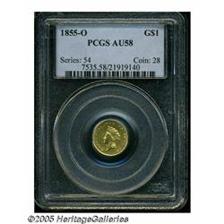 1855-O G$1 AU58 PCGS. Lustrous and generally well