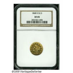 1868-S $2 1/2 XF45 NGC. This well detailed exampl