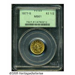 1877-S $2 1/2 MS61 PCGS. A bright lemon-gold exam